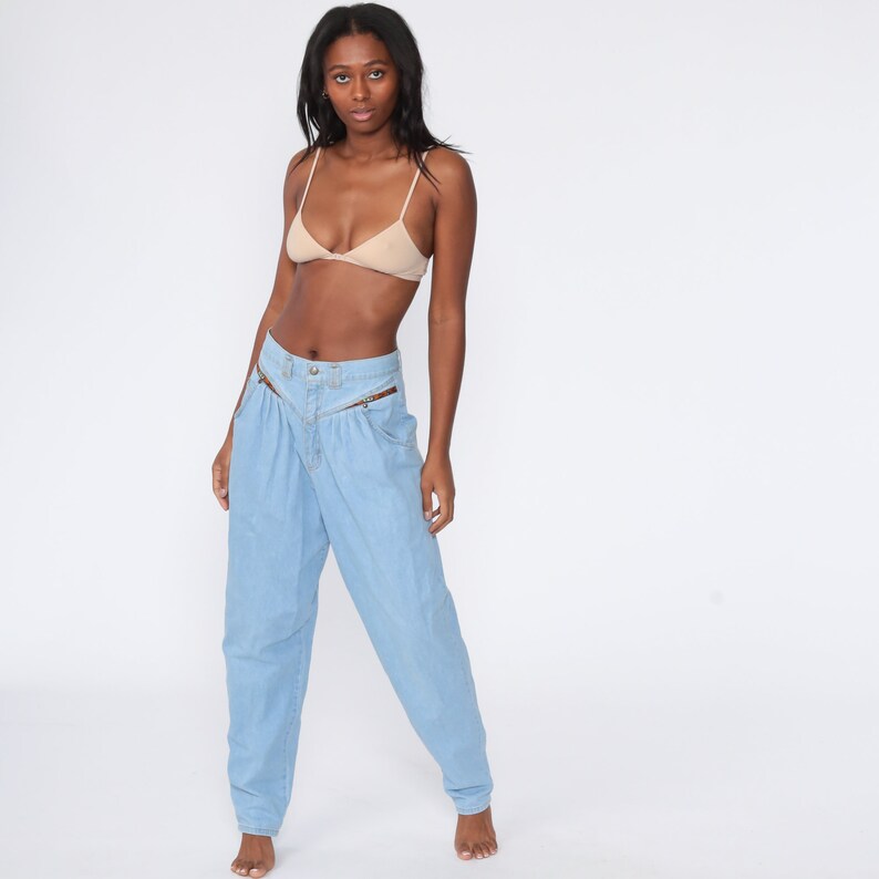 90s Mom Jeans Cherokee Pleated Jeans Light Blue Jeans 1990s Southwestern High Waisted Denim Pants Vintage Southwest Medium 29 Tall
