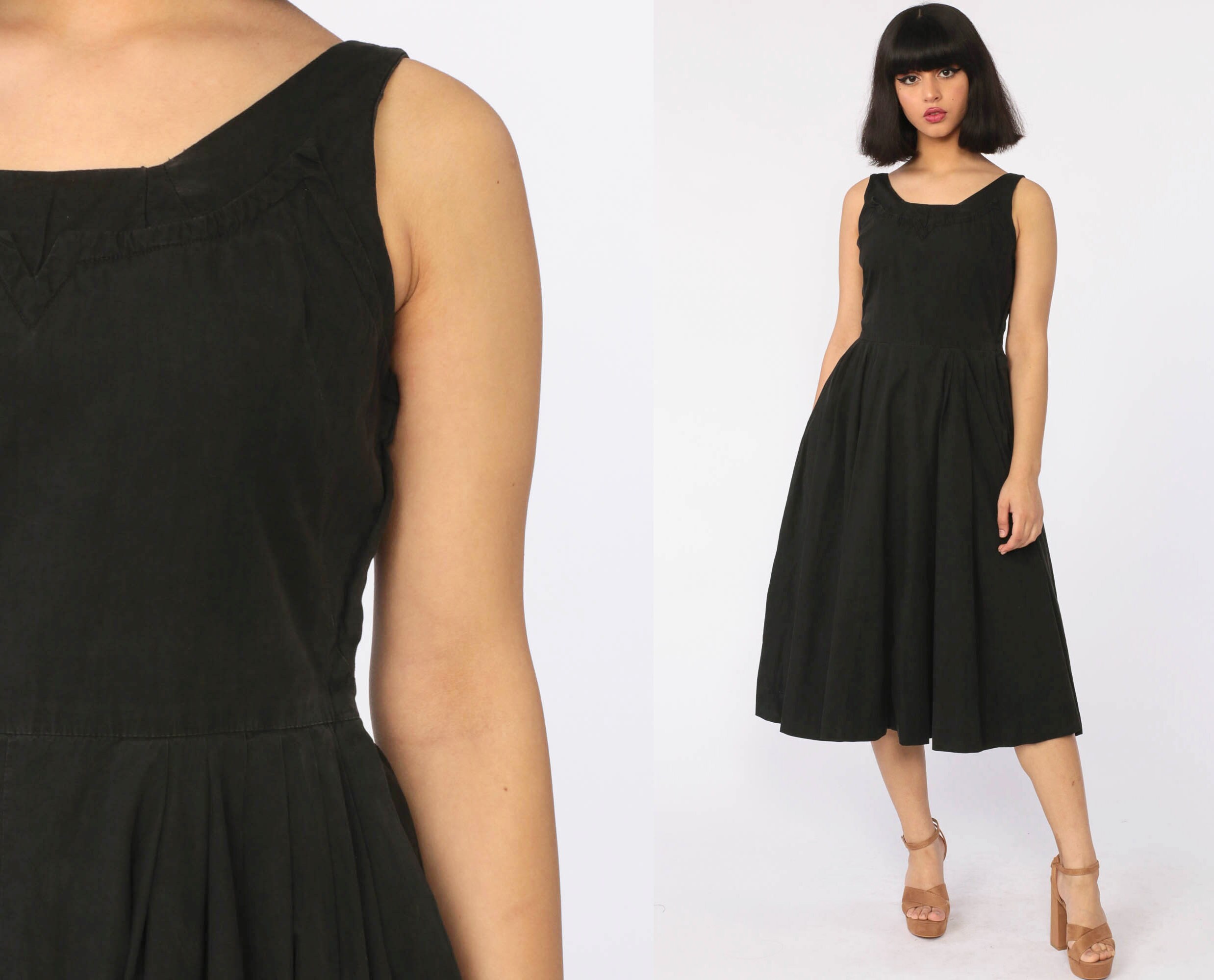 plain black tea dress