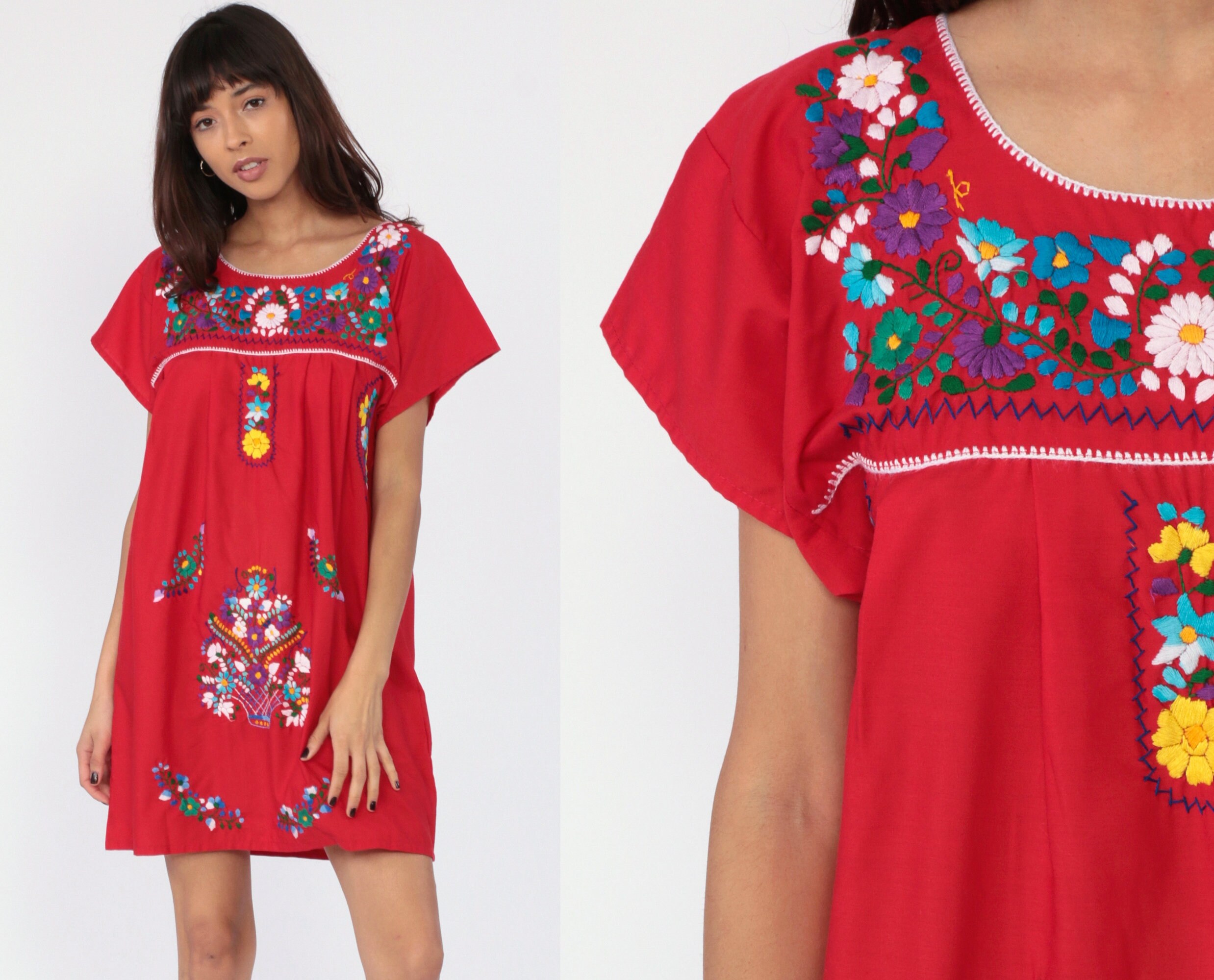 white floral mexican dress