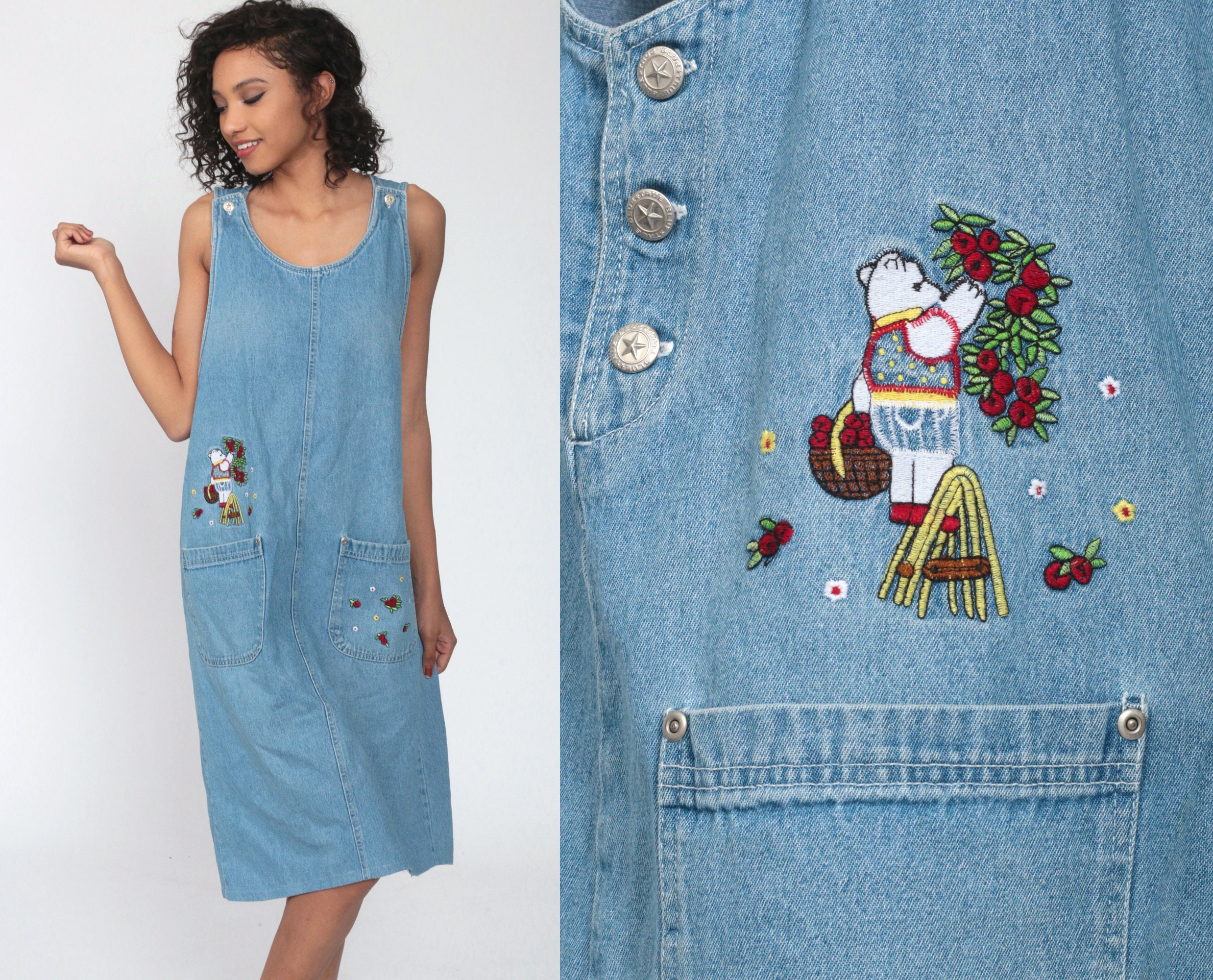 denim jumper midi dress