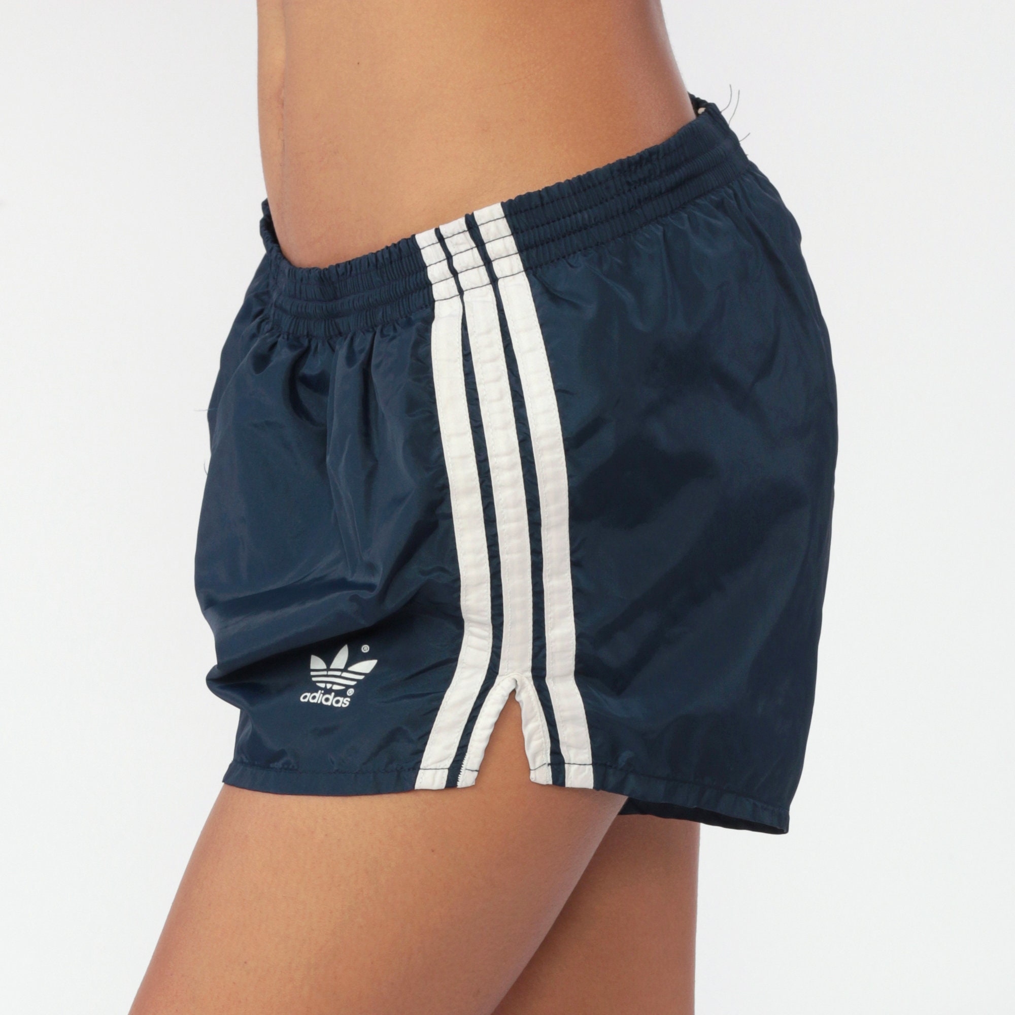 Vintage ADIDAS Shorts 80s Running Shorts High Waisted Retro Striped Jogging Shorts Gym Blue 