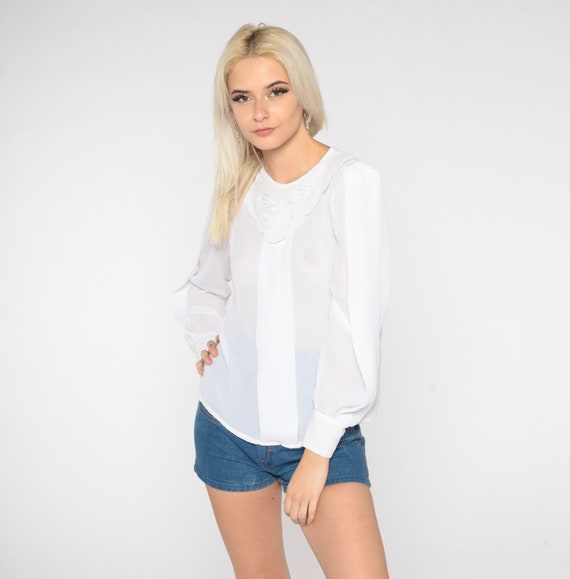 sheer white button up