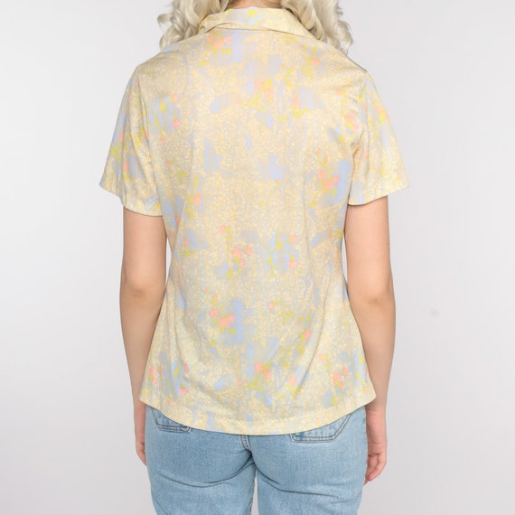 70s Shirt Abstract Floral Print Blouse Boho Top H… - image 6
