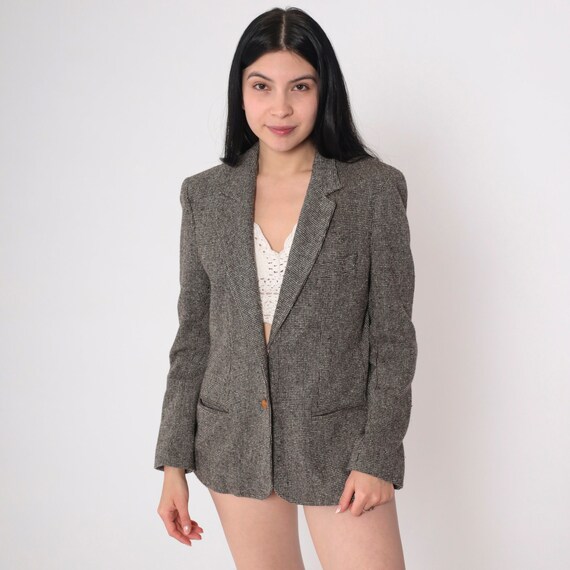 Oscar De La Renta Blazer Jacket 80s Checkered Blazer Retro Preppy Button Up Brown Office Professor Jacket Academia Vintage 1980s Medium