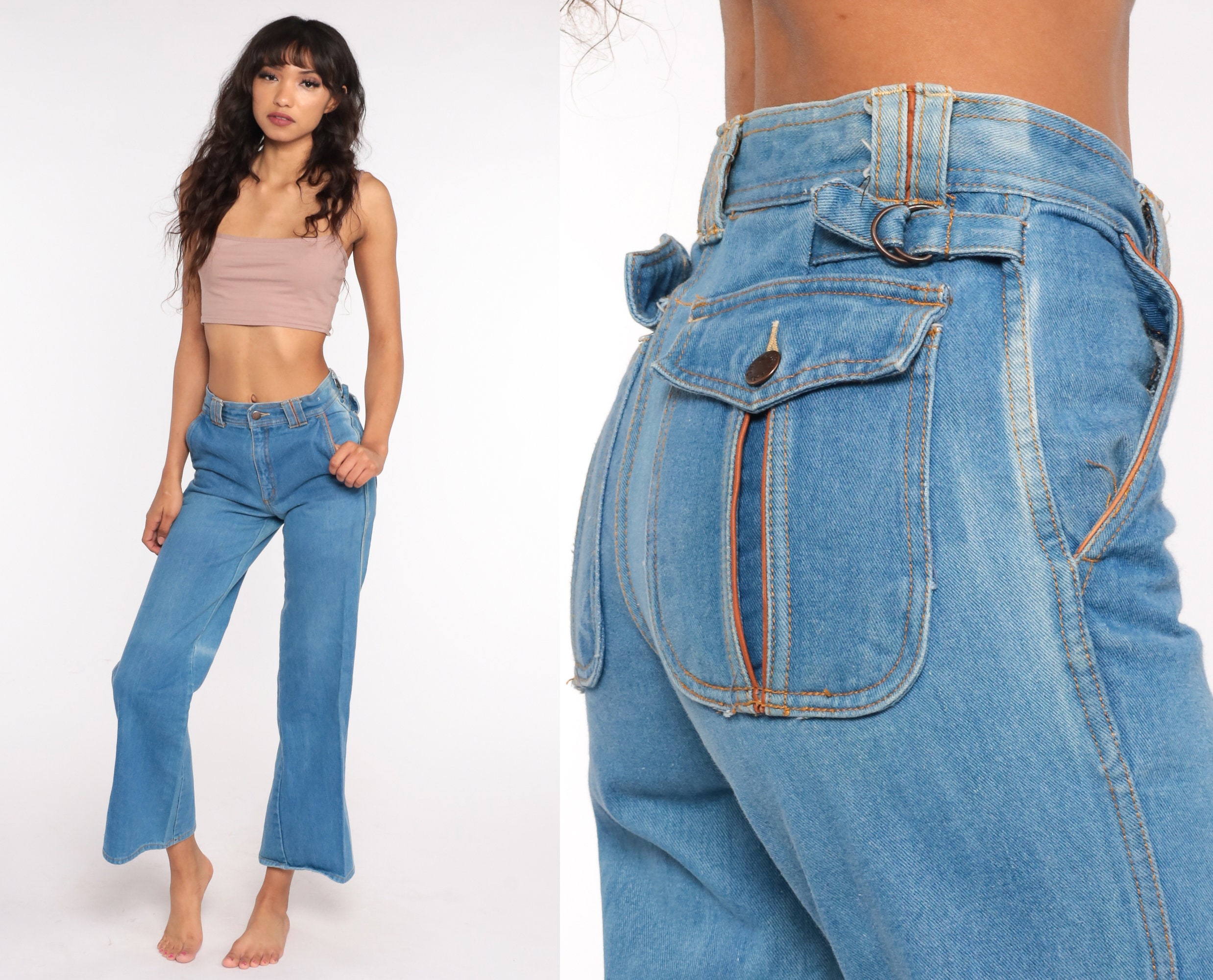 70s Bell Bottom Jeans 2 Mid Rise Flared 