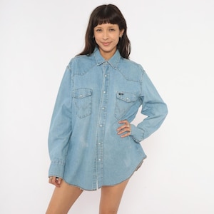 Vintage Chambray Shirt Men Wrangler - Etsy