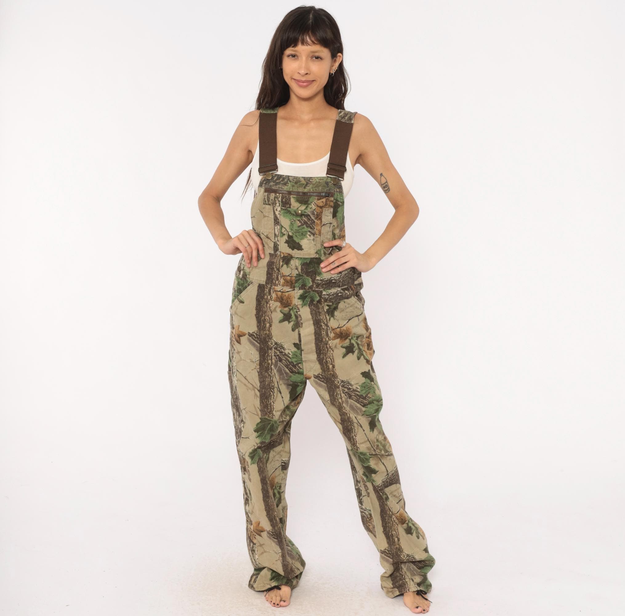 90s USA製 リアルツリーカモ オーバーオール L 迷彩 ハンティング Realtree カモフラージュ オーバーオール 90年代 ウォールズ