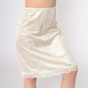 Vintage Cream Slip Skirt 70s 80s Lingerie Half Slip Skirt Midi Lace Slip Pinup Pin Up Bohemian 1970s Large L