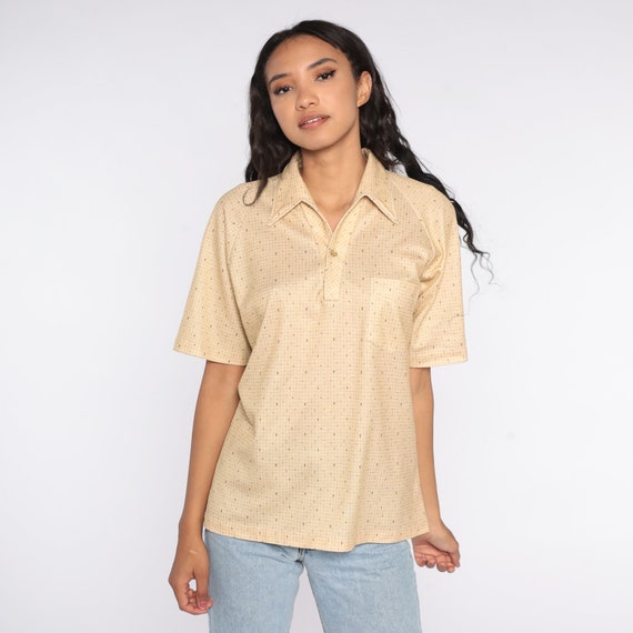 70s Polo Shirt Sand Colored Confetti Shirt Dagger… - image 3