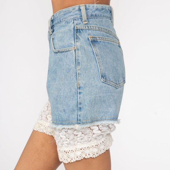 Lace Cut Off Shorts -- 80s Denim Shorts Cutoff Je… - image 4