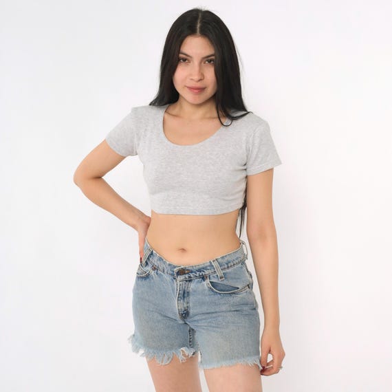 Vintage Levi's 550 Jean Shorts 90s Blue Denim Cutoff Shorts Low Rise Raw Edge Levi Strauss Frayed Cut Off 1990s Small 27