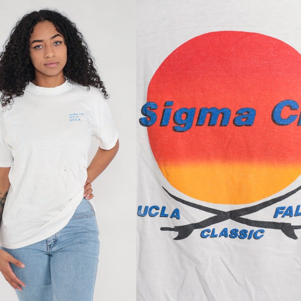 Fraternity Parody College T-Shirt Men's L Size Vintage unclear white type Vintage Second Hand