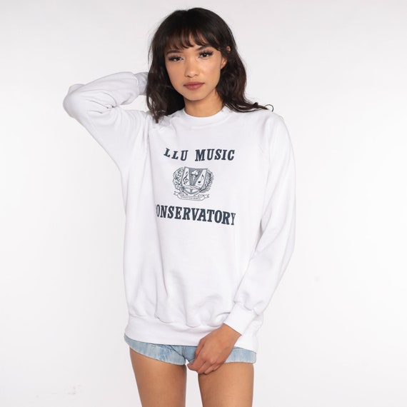 LLU Music Conservatory Sweatshirt 80s Slouchy Raglan Sleeve Pullover Musician 1980s Vintage Medium