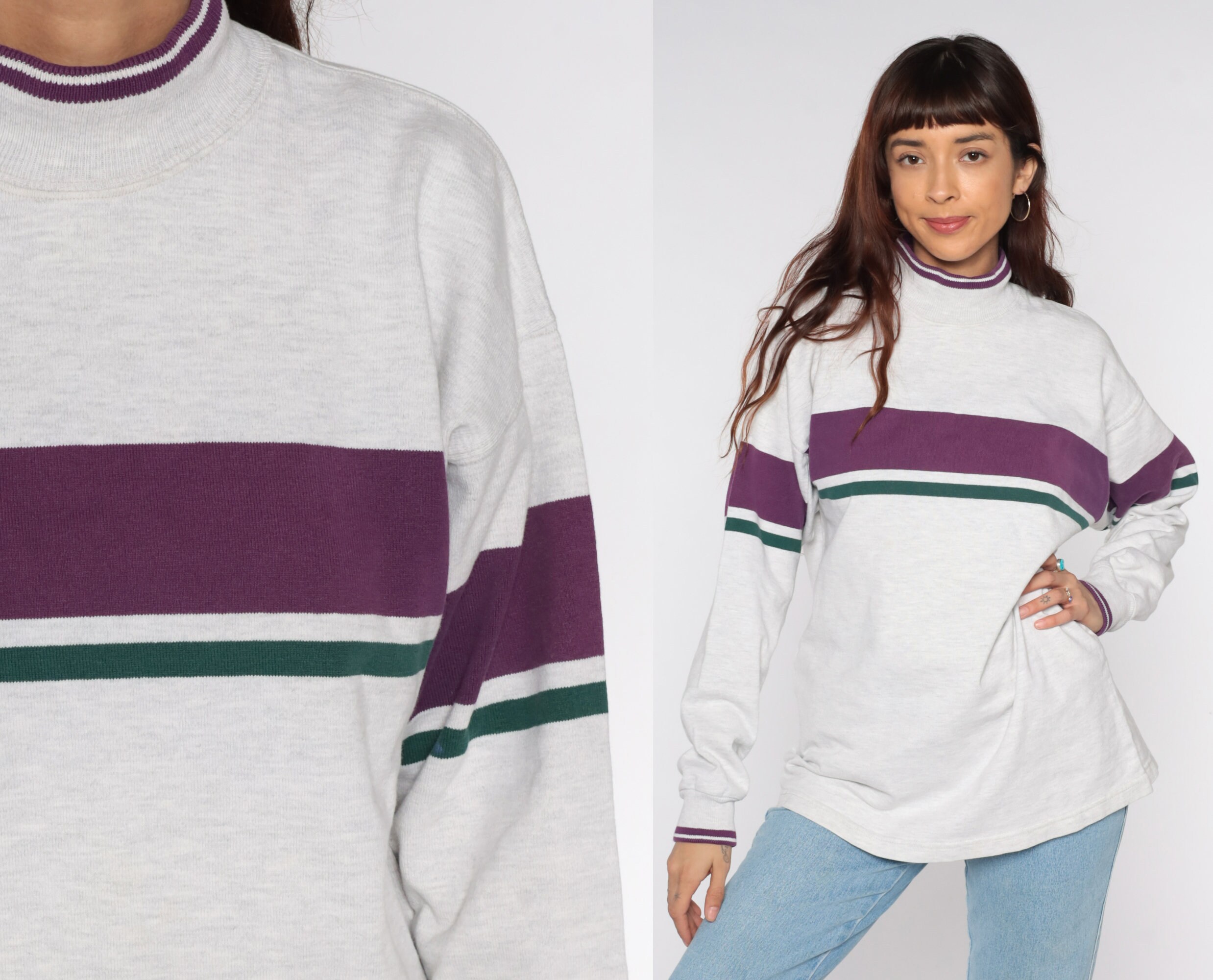 90s Striped Sweatshirt LL Bean Retro 