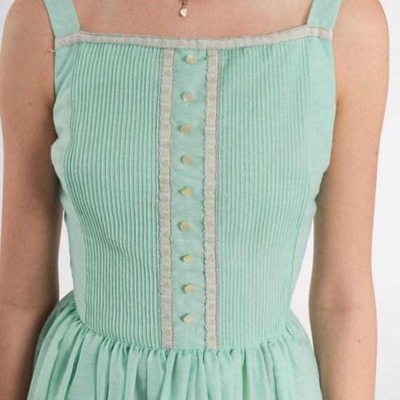 60s Sundress Mint Green Mini Dress Retro Day Dres… - image 6