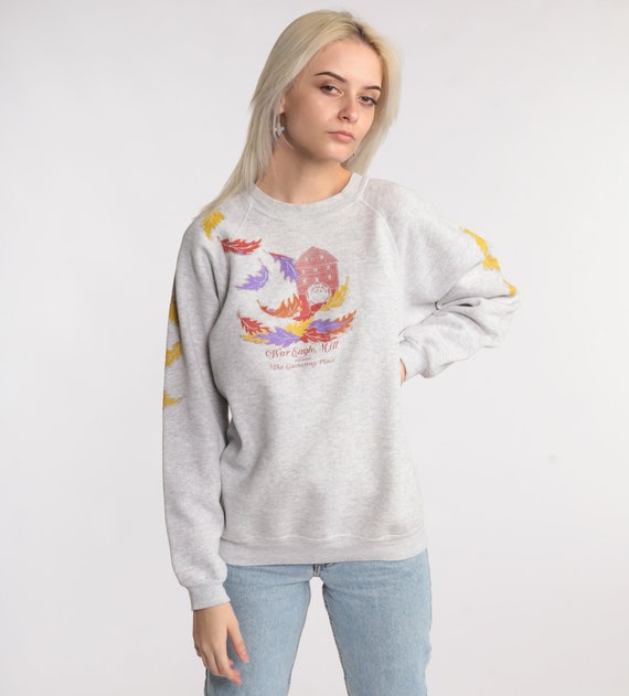 War Eagle Mill Sweatshirt -- 80s Arkansas Sweatshirt 1980s Crewneck Sweatshirt Graphic Shirt Slouchy 1980s Travel Raglan Pullover Medium