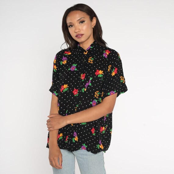 トップス yilon Joli flower blouse black Turin Crepe Blouse Black Yoko Floral Print – Peter Kate