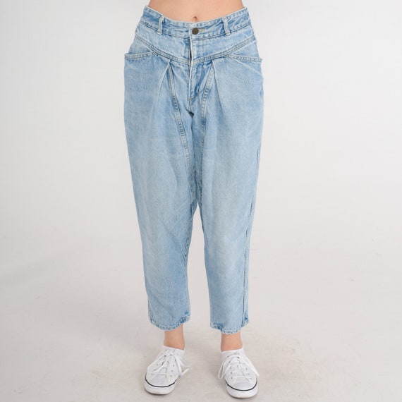 90s Guess Jeans Pleated Jeans Georges Marciano Mom High Waist 80s High Waisted Denim Pants 1990s Vintage Faded Blue Tapered 10033 Small 26