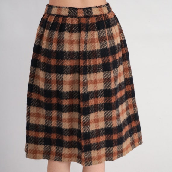 Brown Plaid Skirt 70s Knee Length Midi Skirt Retr… - image 6