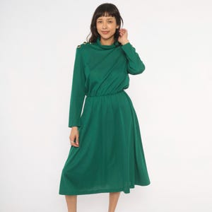 Long Sleeve Emerald Green Midi Dress - Etsy