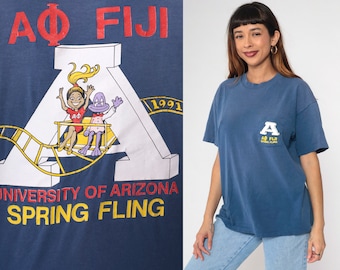 Vintage Alpha Phi Shirt 1991 Spring Fling Phi Gamma Delta University Of Arizona Sorority Fraternity T-shirt Graphic College Blue 90s Large