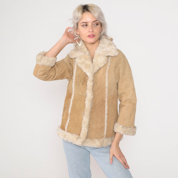通販 Sherpa Suede Jacket Button Coat Shearling Leather Brown Y2K Clothing
