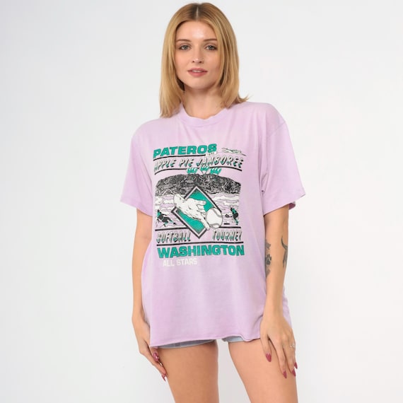 Vintage 90s Softball TShirt Pateros Washington Graphic Tee Apple Pie Jamboree Purple USA Made 1990s Jerzees T-Shirt Large L