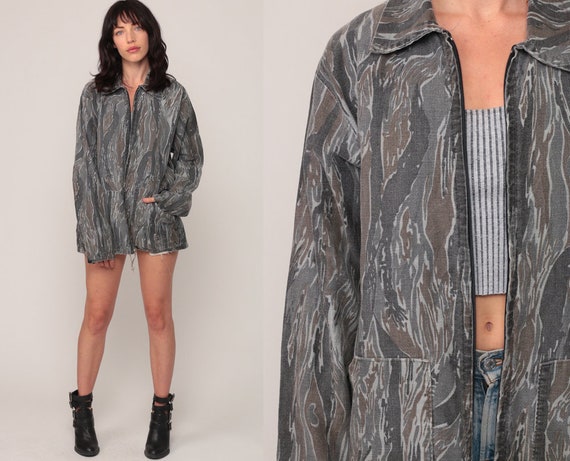 Camo Jacket Hunting Jacket Army Coat Military Jacket Commando Camouflage Oversized 90s Vintage Extra Large xl