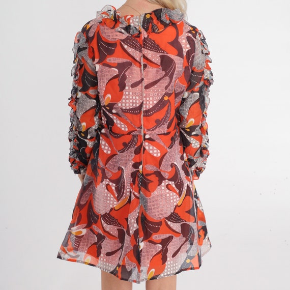 70s Babydoll Dress Psychedelic Mod Mini Dress Emp… - image 7