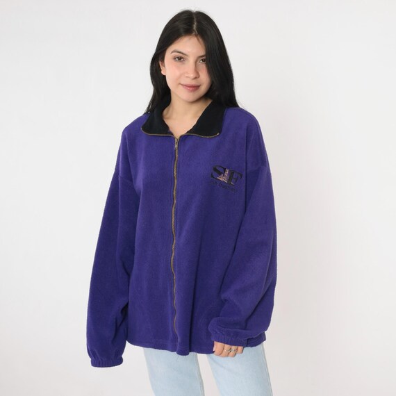 Vintage San Francisco Fleece Jacket 90s Purple Zip Up Sweatshirt California Jacket Embroidered Golden Gate Bridge 1990s Retro Large L