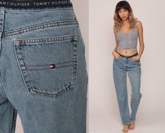 Tommy Hilfiger Jeans Mom Jeans Denim Pants 90s SPELLOUT Jeans Blue Baggy Vintage Hipster medium 29