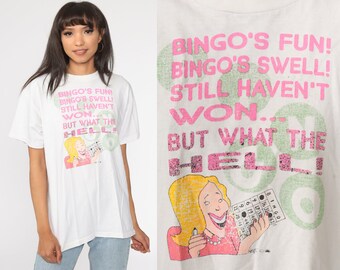 Vintage Bingo Shirt Graphic Shirt Joke Shirt 90s Faded Retro T Shirt Funny Tee Cartoon 1990s Medium Large