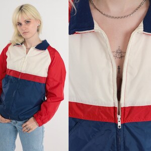 Red white and blue cropped best sale windbreaker