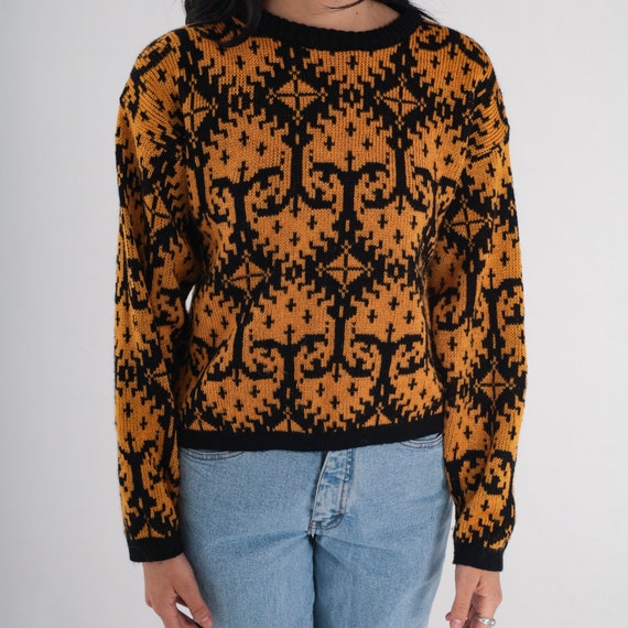 Gitano Sweater 80s Yellow Geometric Pullover Knit… - image 7