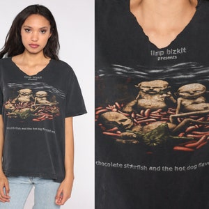 Vintage Limp Bizkit Camisa Y2K Chocolate Starfish & The Hot Dog Flavored Water Tour Camiseta 00s Band Camiseta Rap Rock Concert Tee 2000 Grande L