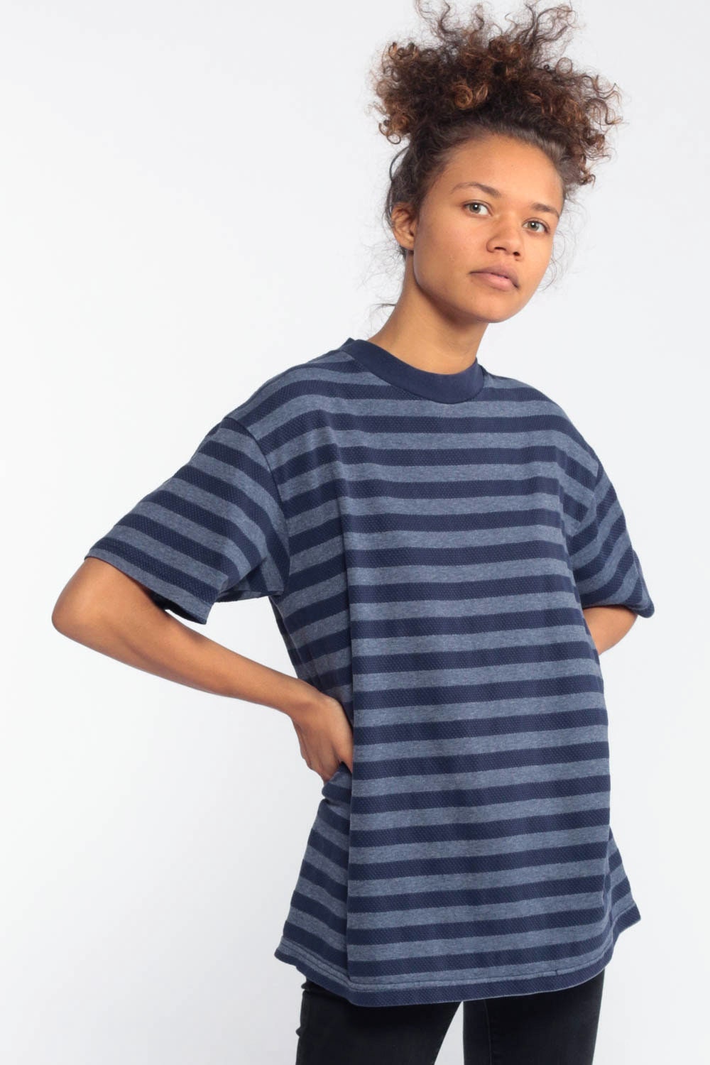 90s striped shirt outfit