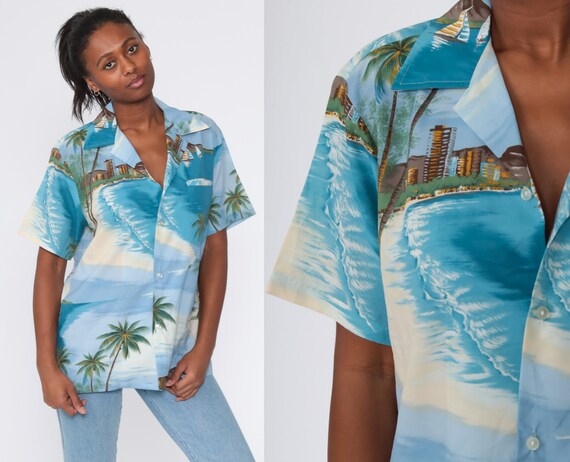 Hawaiian Shirt Tropical Shirt 80s PALM 