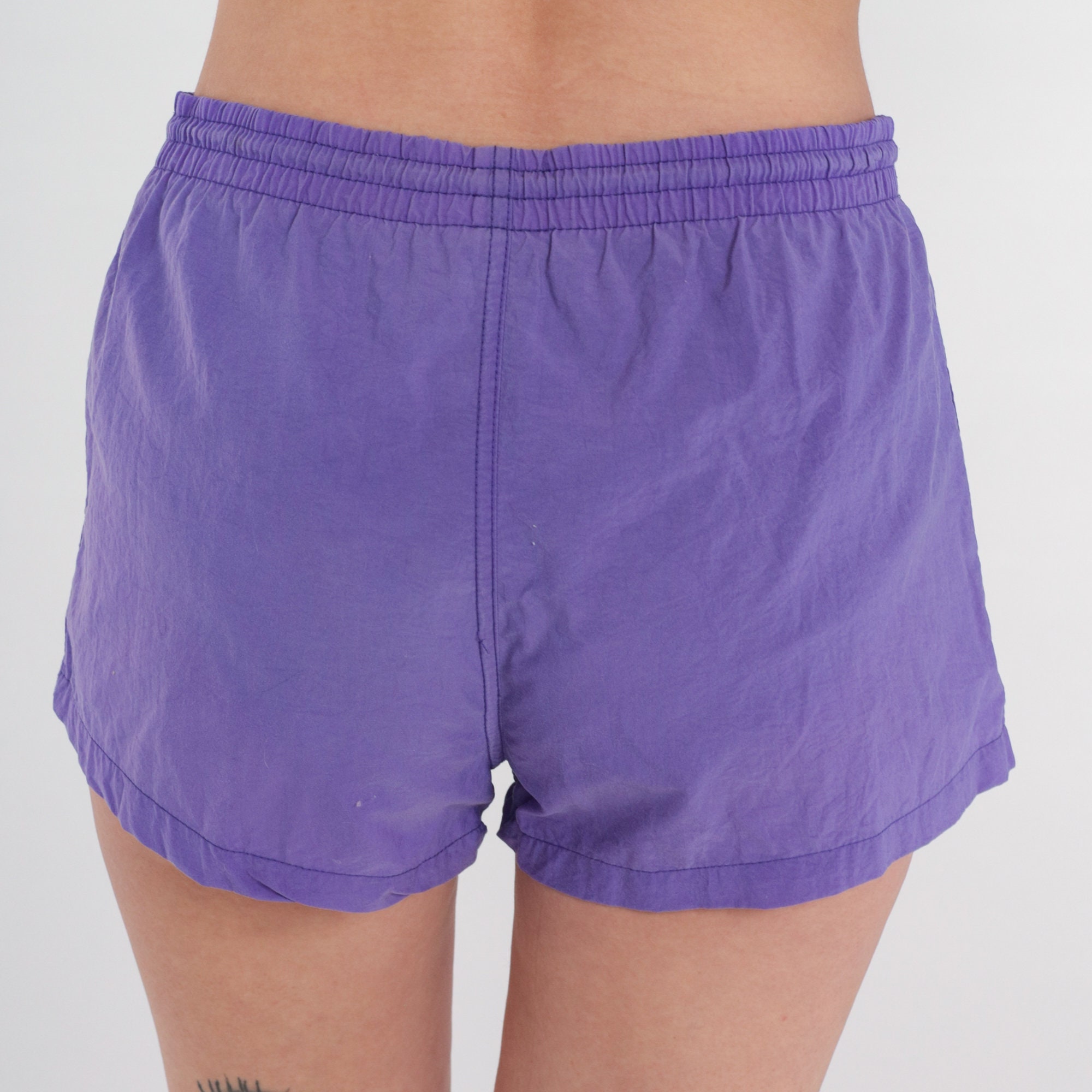 Purple Swim Shorts 90s Nylon Swim Trunks Retro Elastic Waist Surf ...