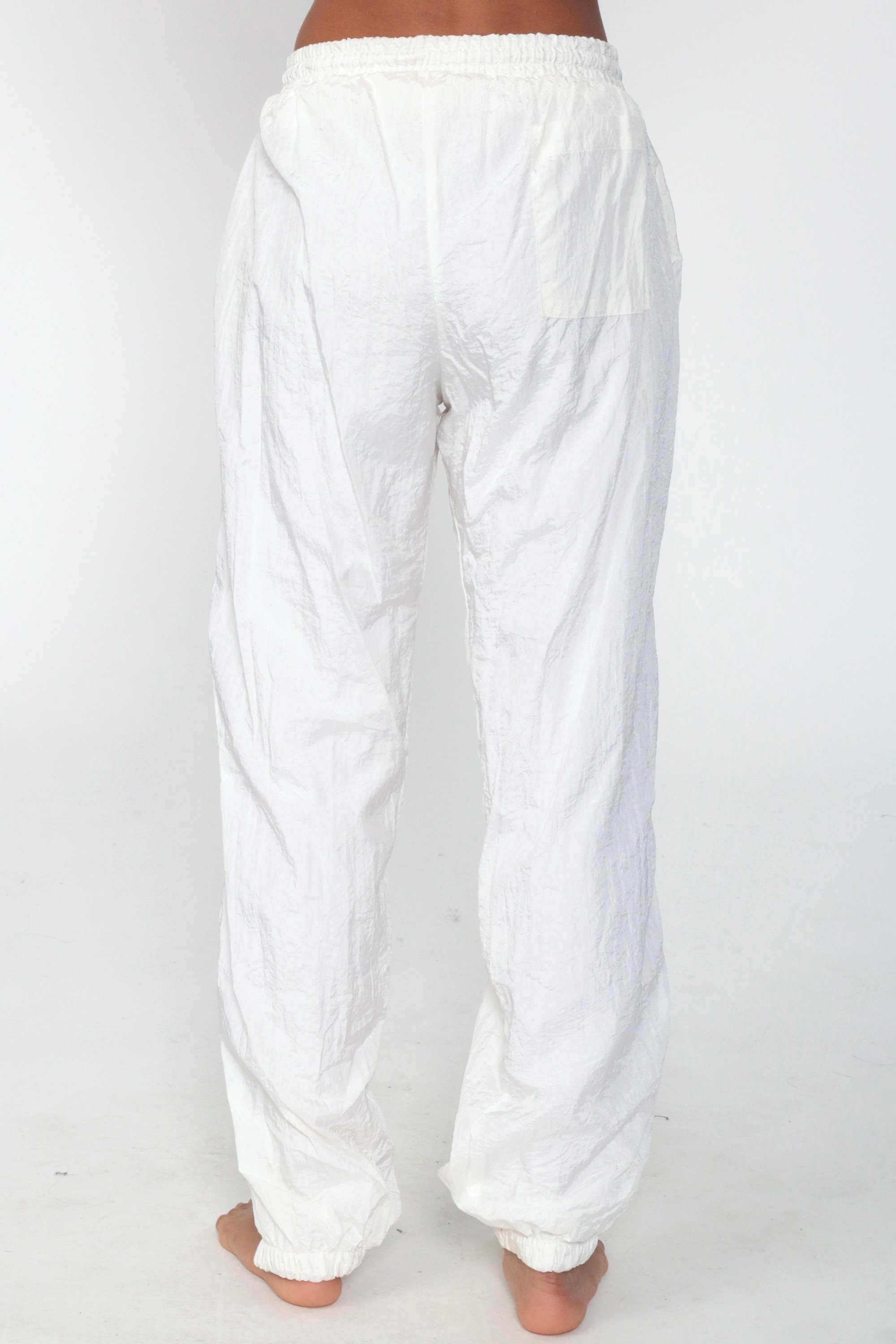 90s Track Pants White Nylon Jogging Pants White Warmup Track Suit Streetwear Athletic Sports