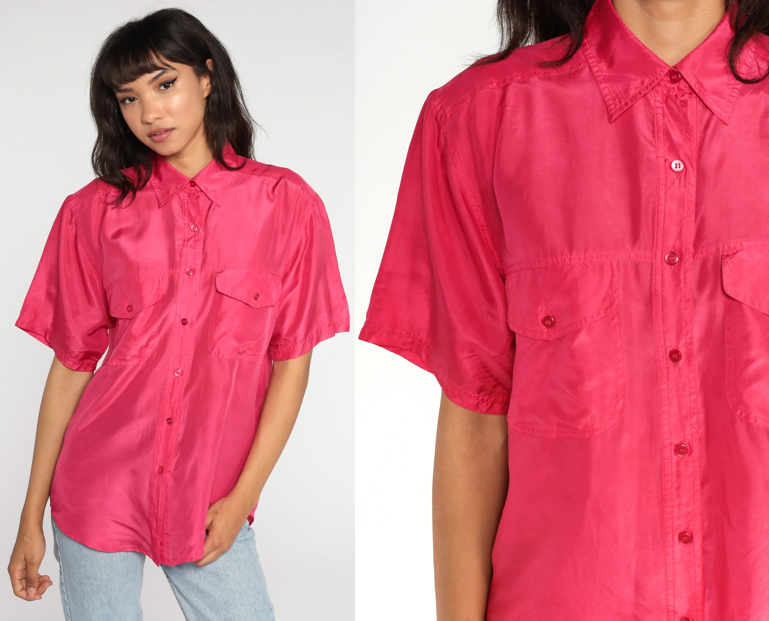 silk button up shirt women