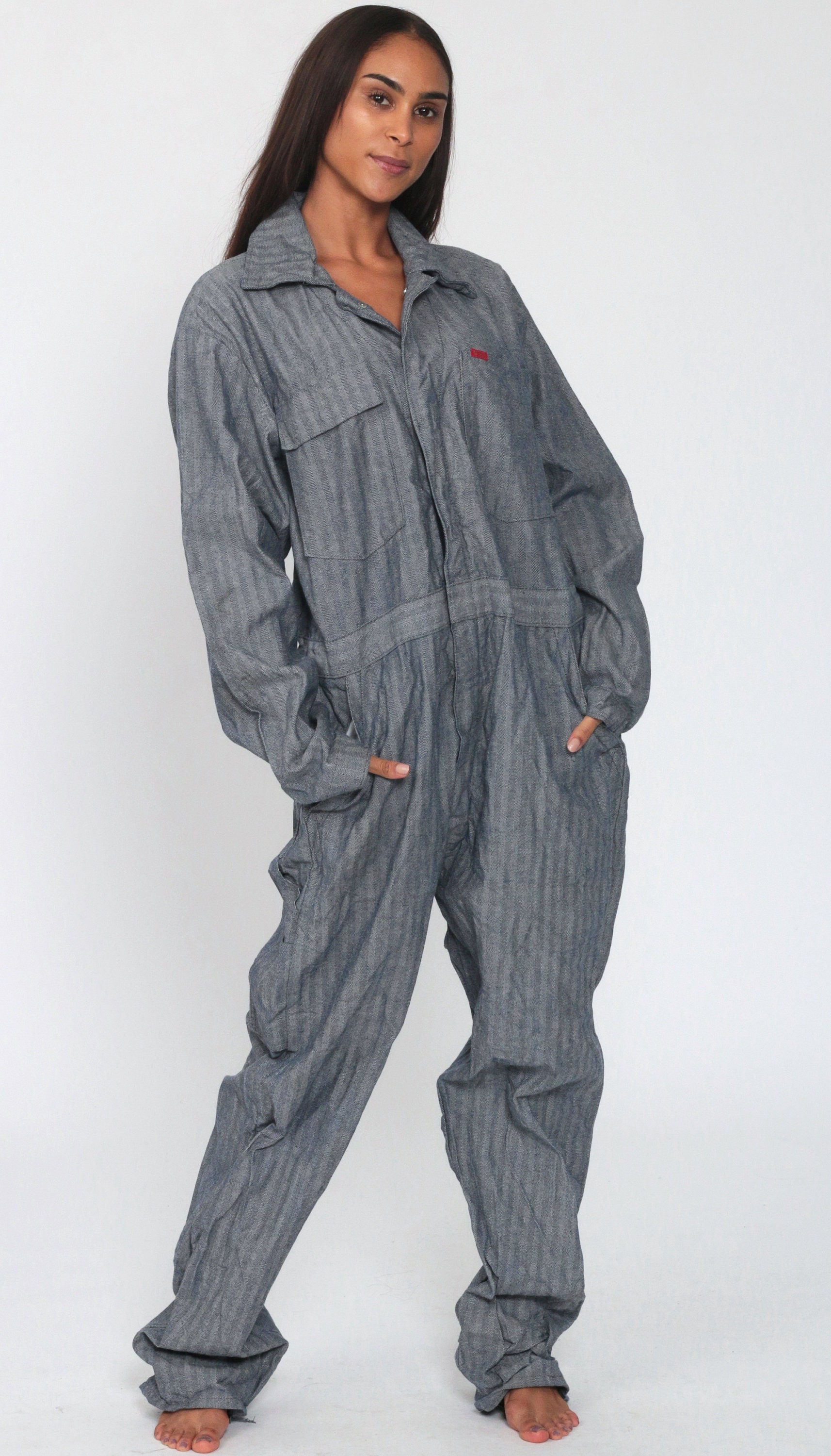grey work jumpsuit