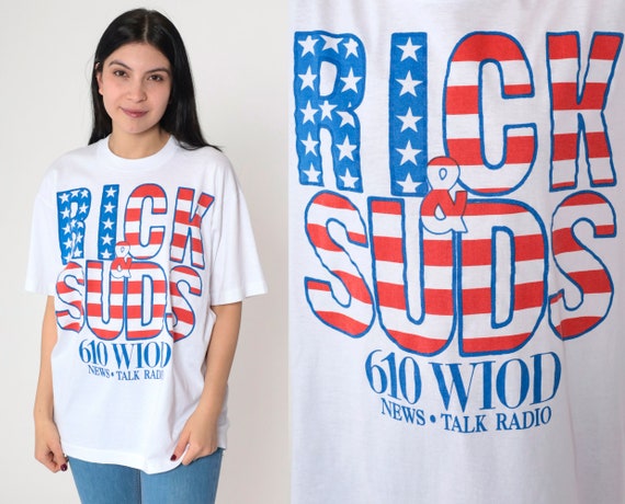 90s Rick & Suds Radio T Shirt 610 WIOD South Florida Talk Radio Show Vintage Suds Coleman Graphic 1990s Screen Stars Single Stitch Large L