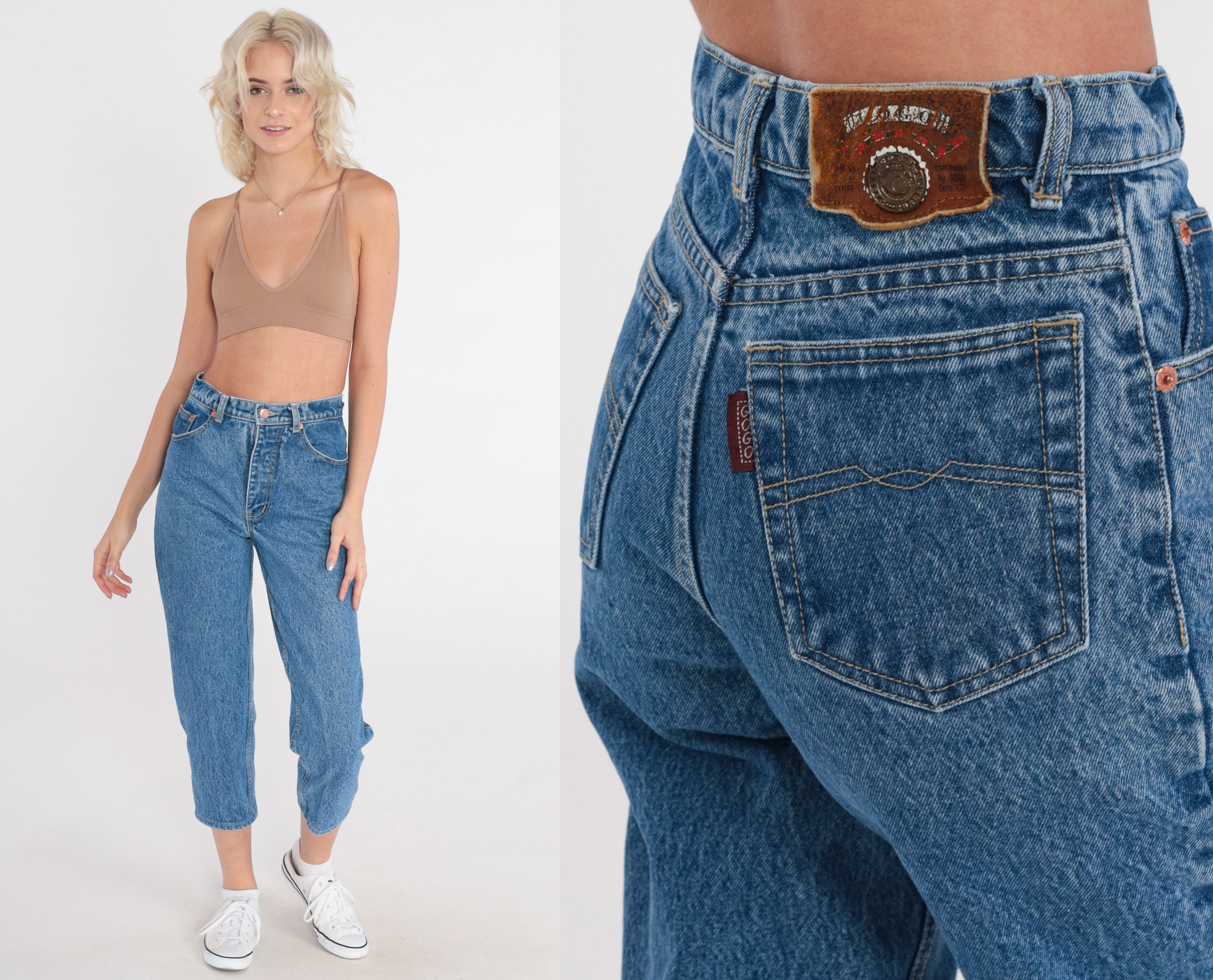 80s Capri Jeans Retro Denim Pants Ankle Jean Cropped High Waisted Blue Mom  Jeans Straight Leg Basic Plain Casual Vintage 1980s 2xs Xxs 24 - Etsy