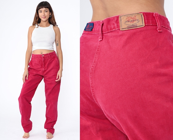 90s Western Jeans Red Panhandle Slim Denim Rodeo High Waisted Riding Pants  Tapered Straight Leg 1990s Vintage Extra Large Xl 16 Tall Long 