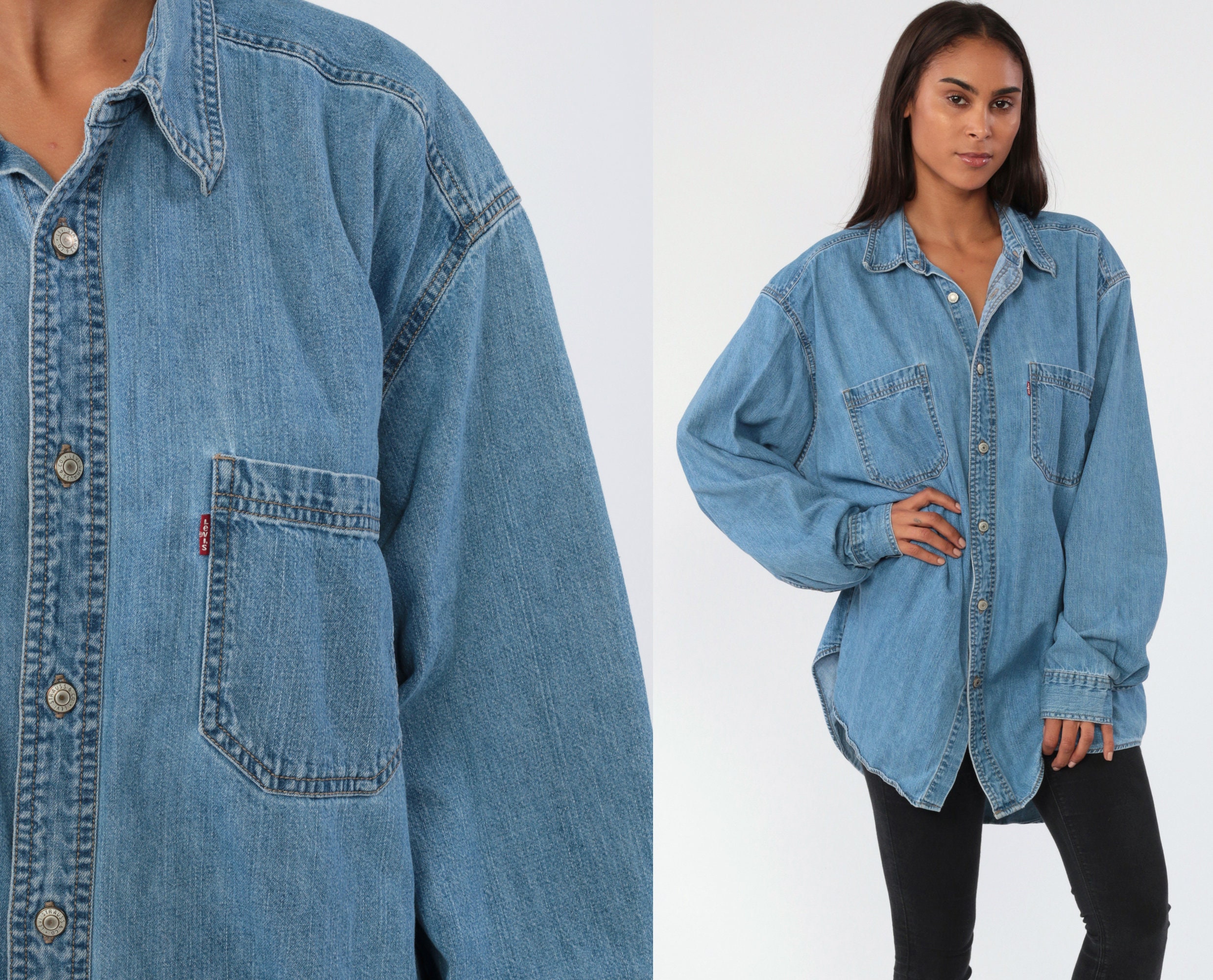 levi blue jean shirts