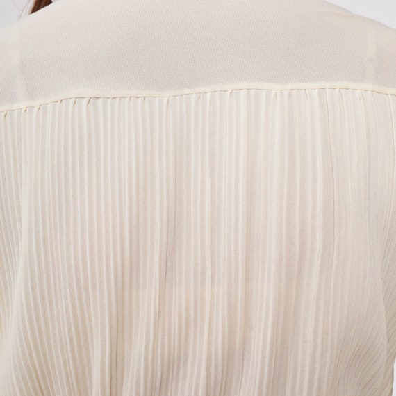 70s Ruffle Blouse Off-White Pleated Tuxedo Shirt … - image 6