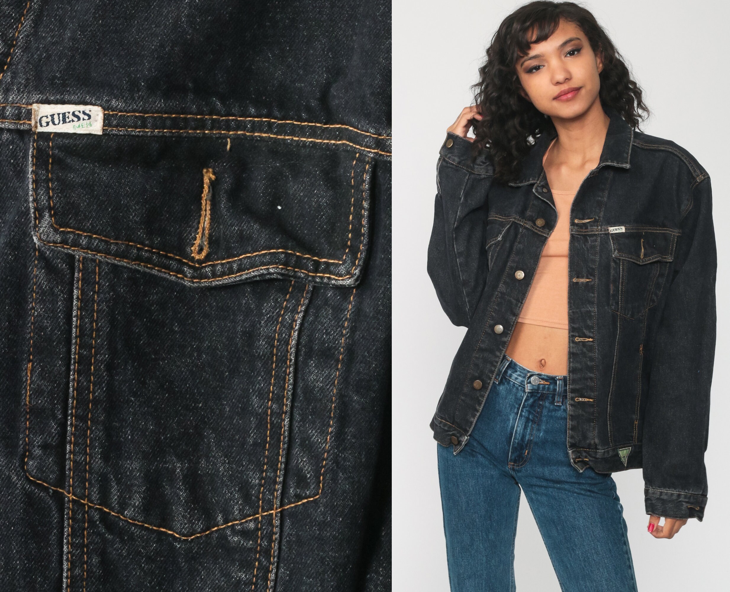 black guess denim jacket