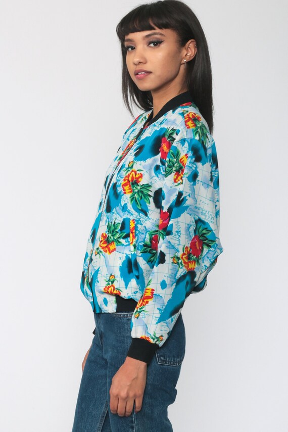 Floral Map Jacket 90s Windbreaker Jacket World Ma… - image 4