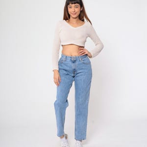 Y2K Levis 550 Jeans Straight Leg Denim Levi Strauss Tapered High Rise Jeans Retro Blue Pants Vintage 00s Medium 8M