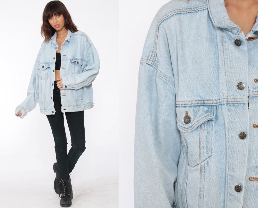 light blue faded denim jacket